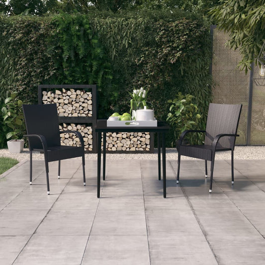 Set Mobili da Pranzo per Giardino 3 pz Nero - homemem39