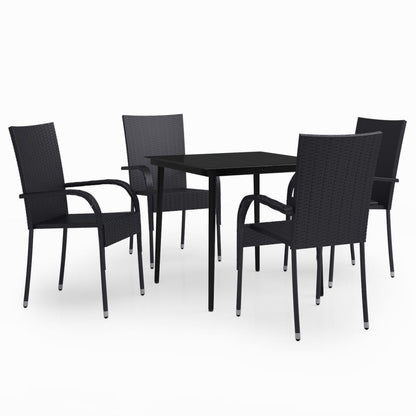 Set da Pranzo da Giardino 5 pz Nero - homemem39