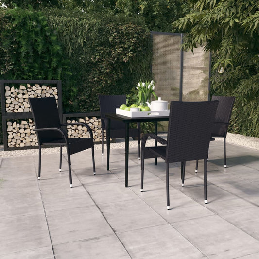 Set da Pranzo da Giardino 5 pz Nero - homemem39