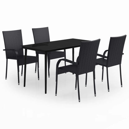 Set da Pranzo da Giardino 5 pz Nero - homemem39