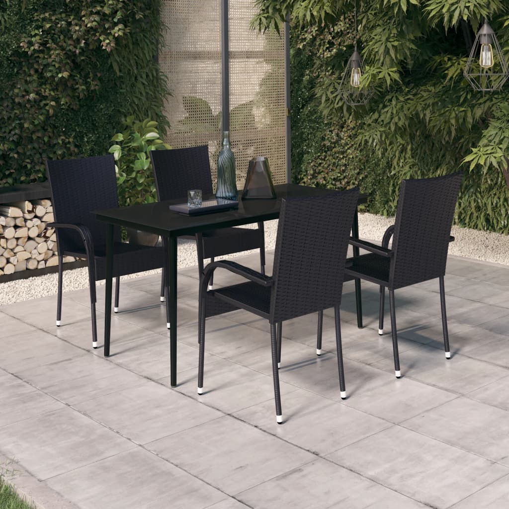 Set da Pranzo da Giardino 5 pz Nero - homemem39