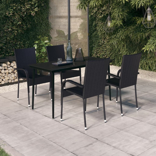 Set da Pranzo da Giardino 5 pz Nero - homemem39