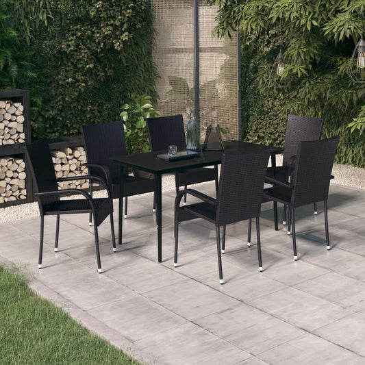 Set da Pranzo da Giardino 7 pz Nero - homemem39