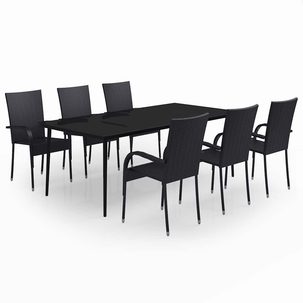 Set da Pranzo per Giardino 7 pz con Cuscini Neri | homemem39