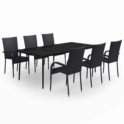 Set da Pranzo per Giardino 7 pz con Cuscini Neri | homemem39