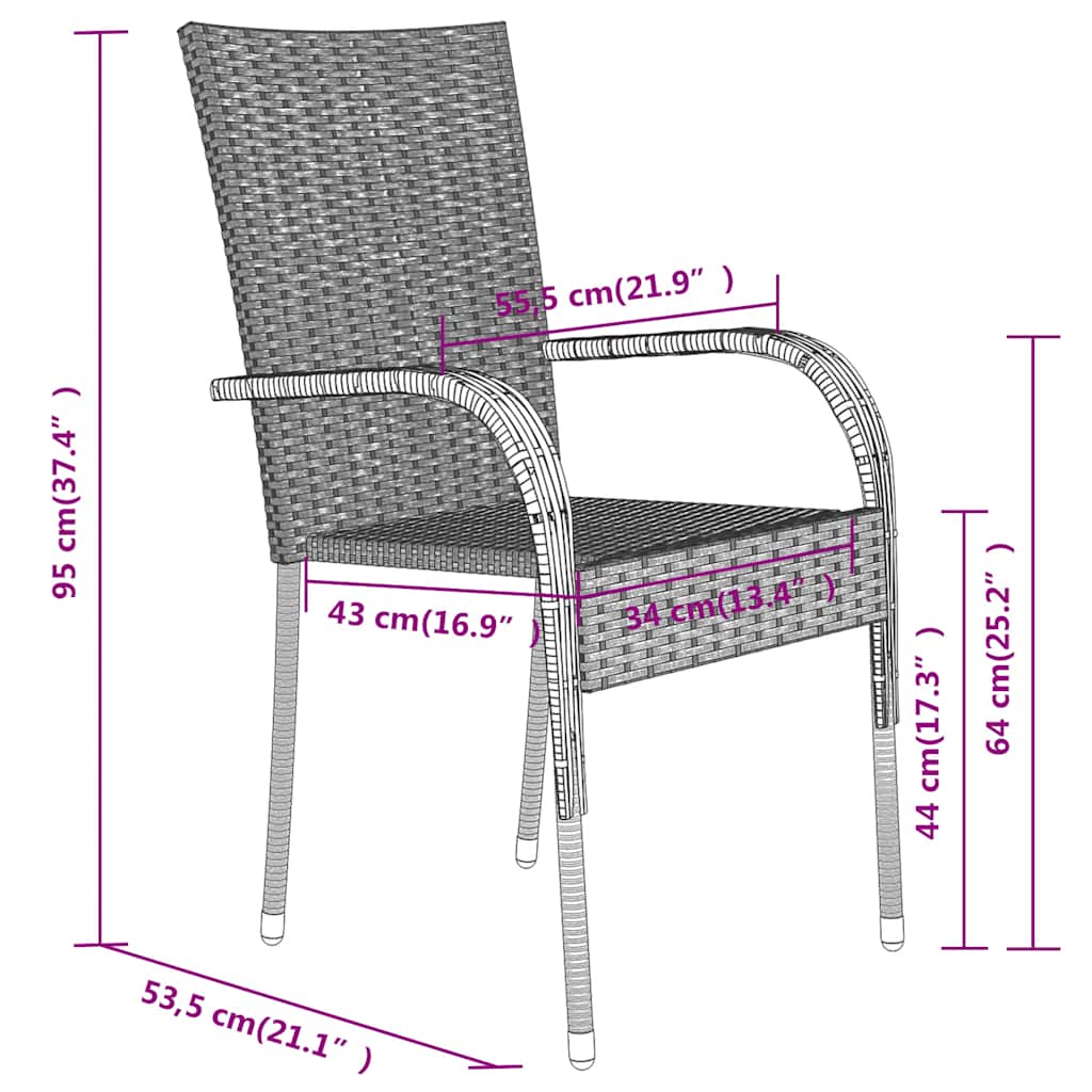 Set da Pranzo per Giardino 7 pz con Cuscini Neri | homemem39
