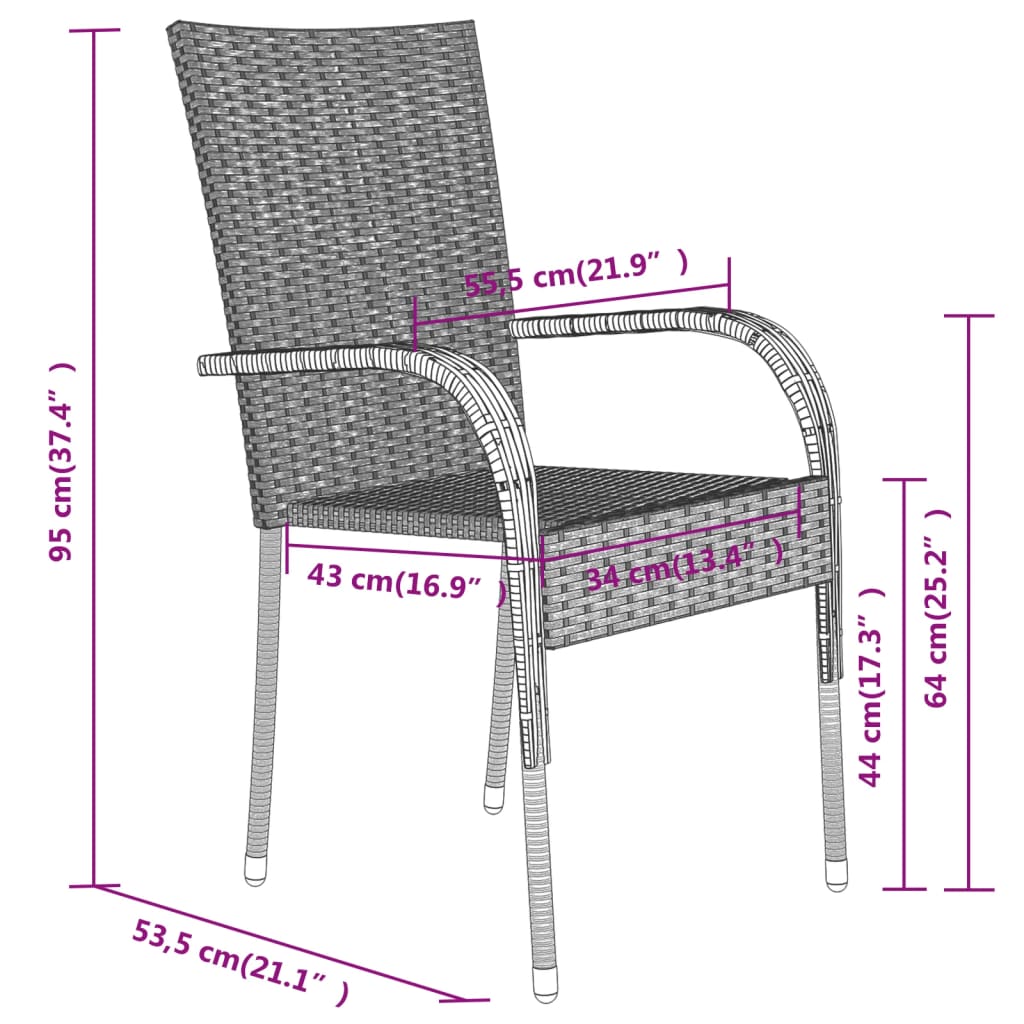 Set da Pranzo per Giardino 9 pz con Cuscini Neri | homemem39