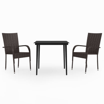 Set da Pranzo da Giardino 3 pz Marrone e Nero - homemem39