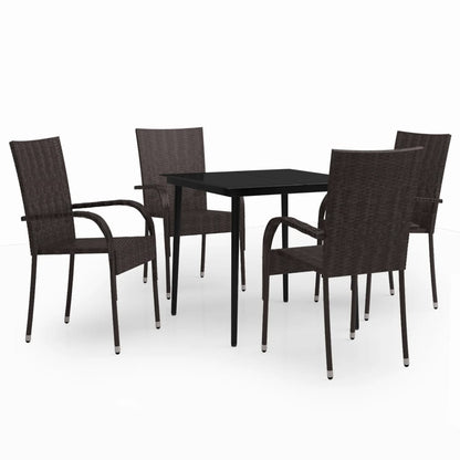 Set da Pranzo da Giardino 5 pz Marrone e Nero