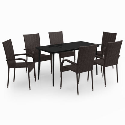 Set da Pranzo da Giardino 7 pz Marrone e Nero - homemem39
