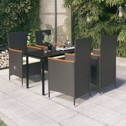 Set da Pranzo da Giardino 5 pz con Cuscini Nero - homemem39