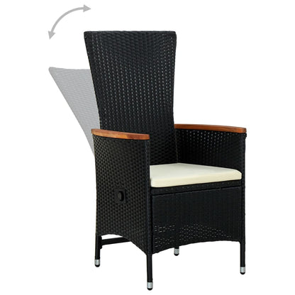 Set da Pranzo da Giardino 7 pz con Cuscini Nero | homemem39