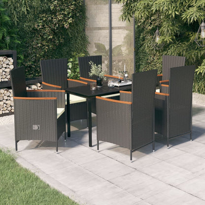 Set da Pranzo da Giardino 7 pz con Cuscini Nero - homemem39