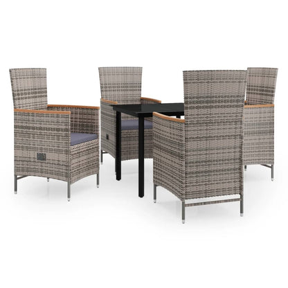 Set da Pranzo da Giardino 5 pz con Cuscini Grigio - homemem39