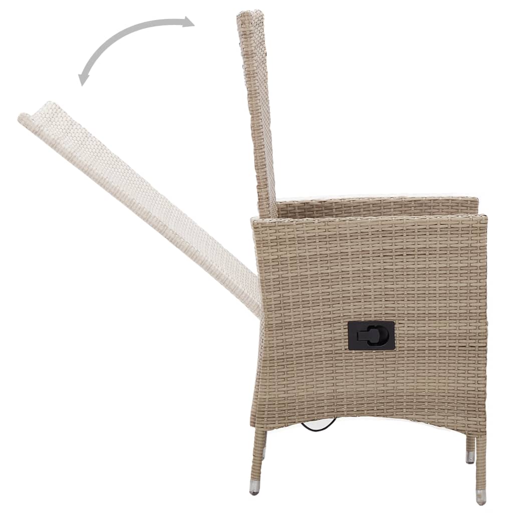 Set da Pranzo da Giardino 3 pz con Cuscini Beige