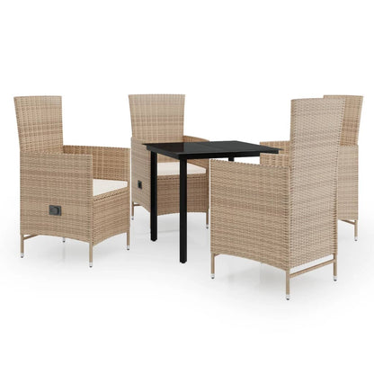 Set da Pranzo da Giardino 5 pz con Cuscini Beige - homemem39