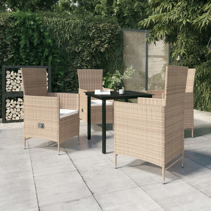 Set da Pranzo da Giardino 5 pz con Cuscini Beige - homemem39
