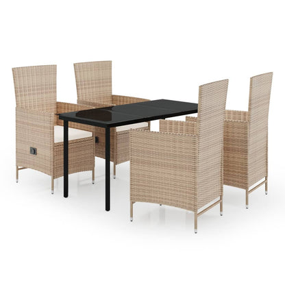 Set da Pranzo da Giardino 5 pz con Cuscini Beige - homemem39