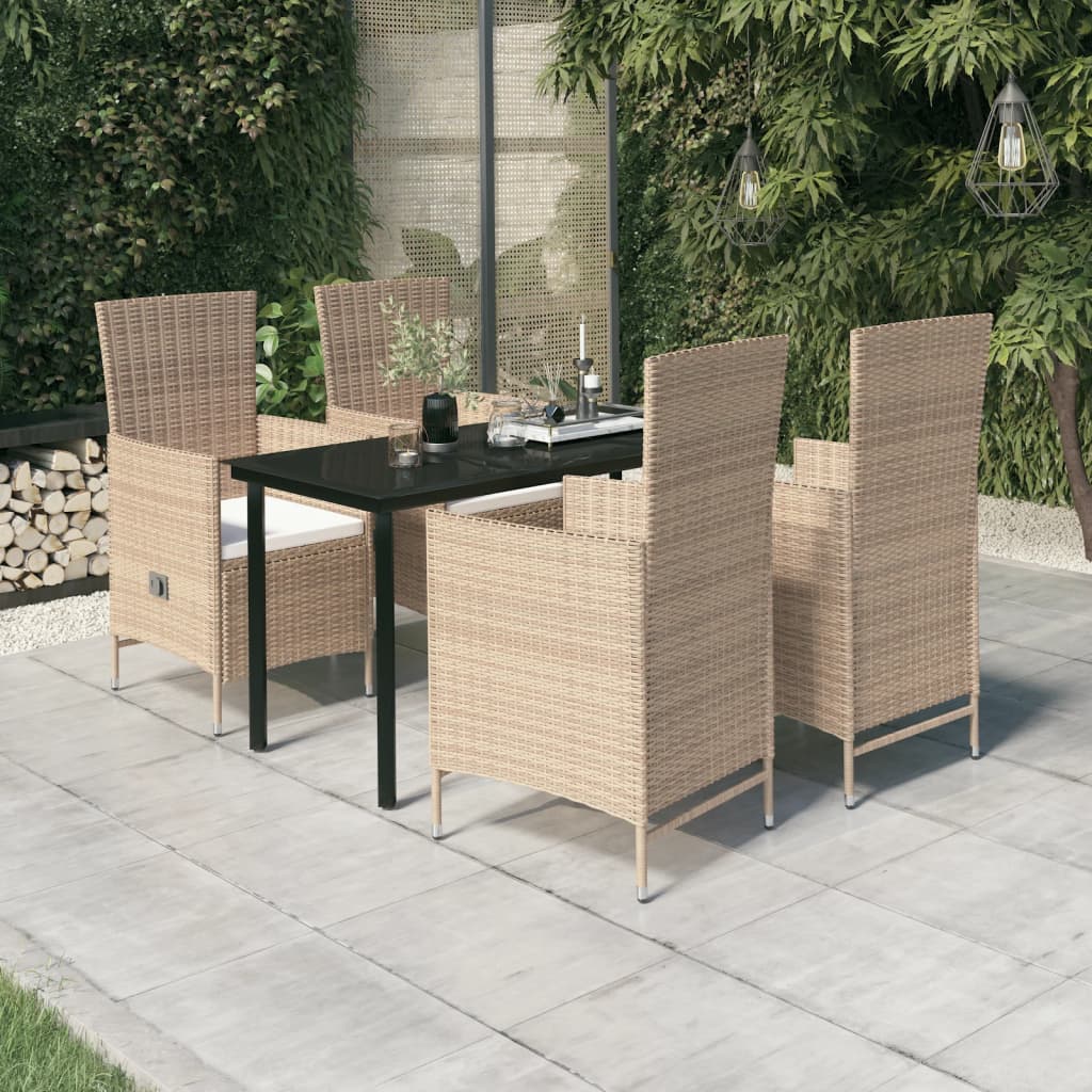 Set da Pranzo da Giardino 5 pz con Cuscini Beige - homemem39