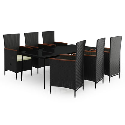Set da Pranzo da Giardino 7 pz con Cuscini Nero | homemem39