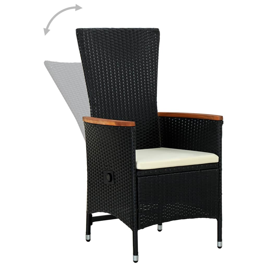 Set da Pranzo da Giardino 7 pz con Cuscini Nero | homemem39