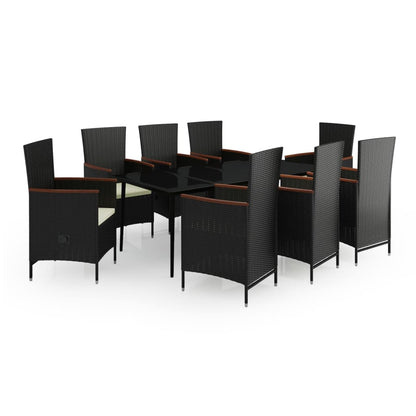 Set da Pranzo da Giardino 9 pz con Cuscini Nero | homemem39