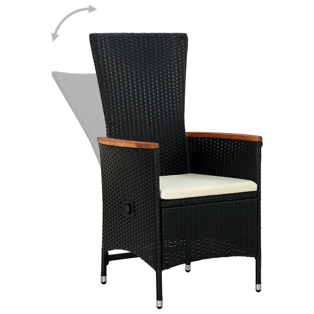 Set da Pranzo da Giardino 9 pz con Cuscini Nero | homemem39