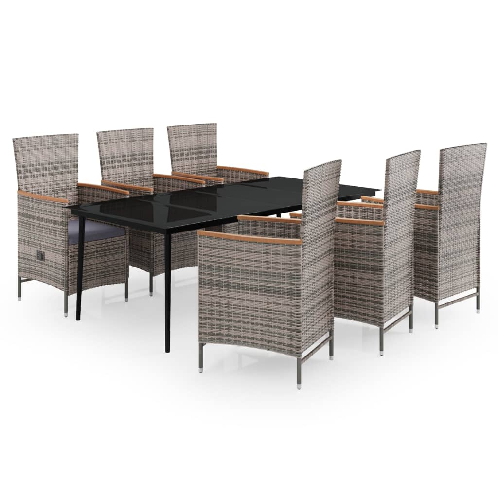Set da Pranzo da Giardino 7 pz con Cuscini Grigio | homemem39