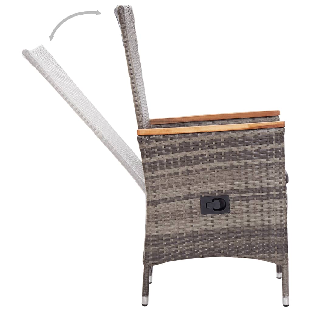 Set da Pranzo da Giardino 7 pz con Cuscini Grigio | homemem39