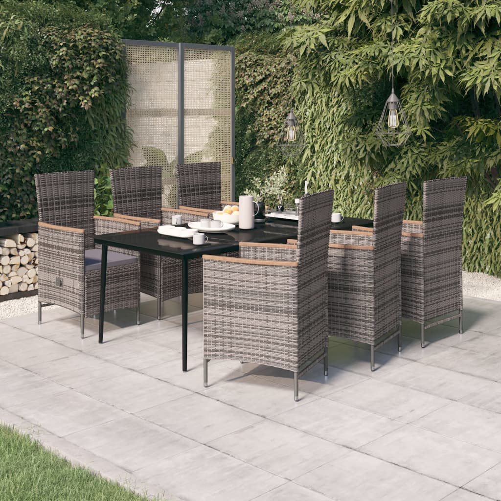 Set da Pranzo da Giardino 7 pz con Cuscini Grigio | homemem39