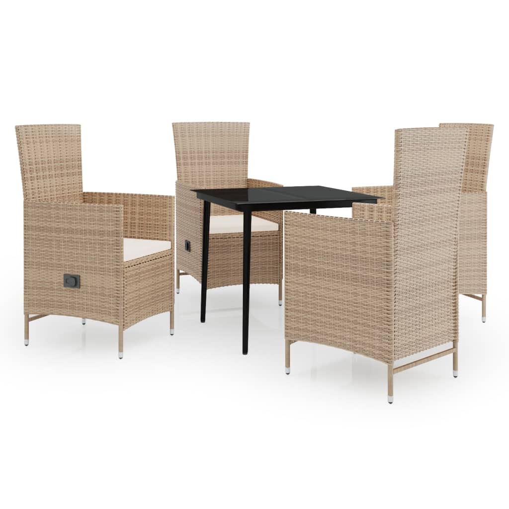 Set da Pranzo da Giardino 5 pz con Cuscini Beige - homemem39