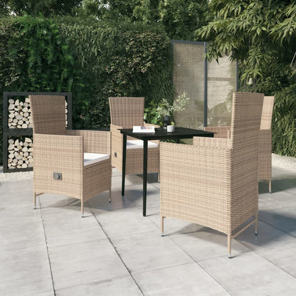 Set da Pranzo da Giardino 5 pz con Cuscini Beige - homemem39