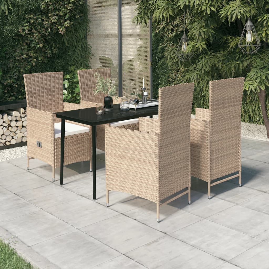 Set da Pranzo da Giardino 5 pz con Cuscini Beige - homemem39