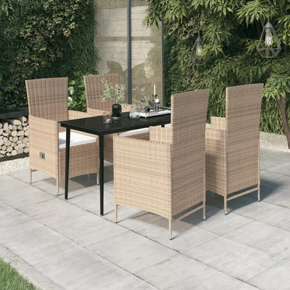 Set da Pranzo da Giardino 5 pz con Cuscini Beige - homemem39
