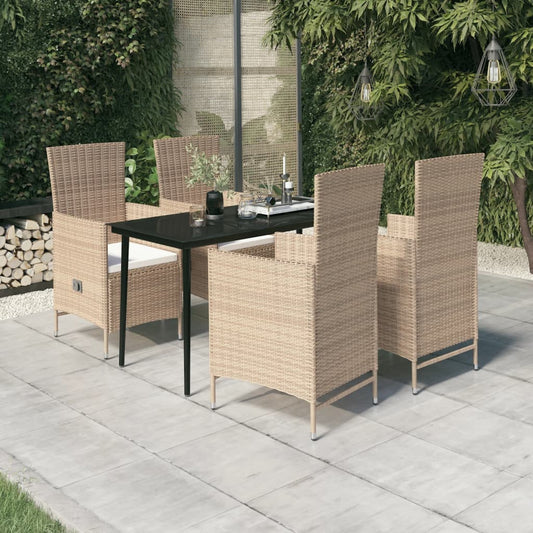 Set da Pranzo da Giardino 5 pz con Cuscini Beige - homemem39