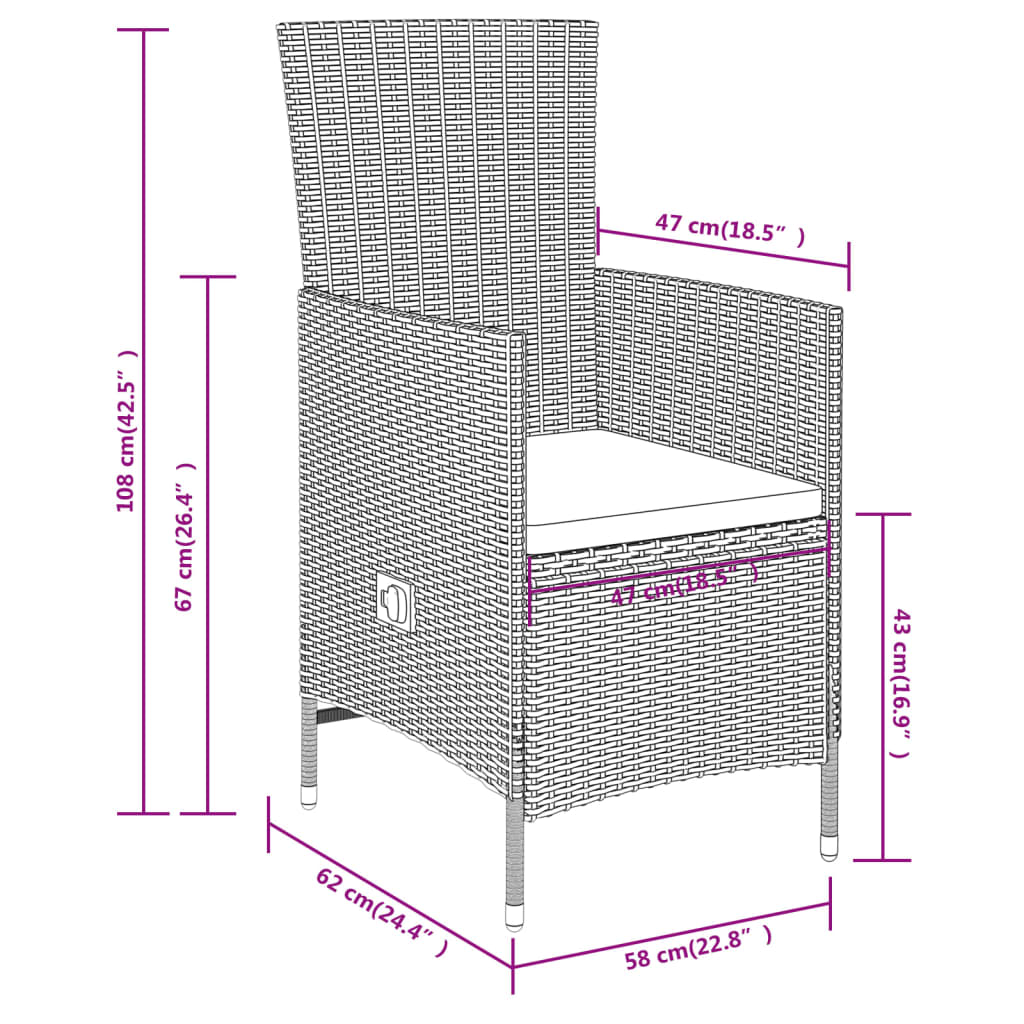 Set da Pranzo da Giardino 7 pz con Cuscini Beige | homemem39