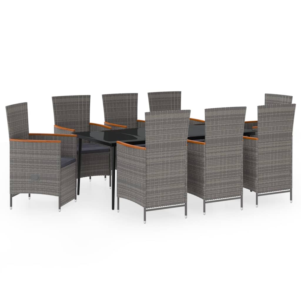 Set da Pranzo da Giardino 9 pz con Cuscini Grigio | homemem39
