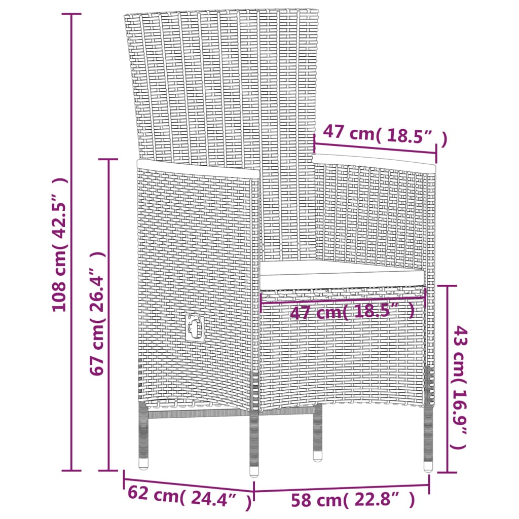 Set da Pranzo da Giardino 9 pz con Cuscini Grigio | homemem39