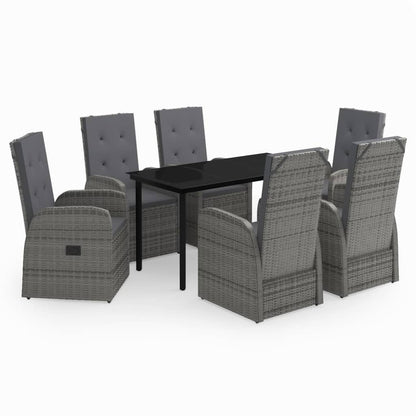 Set da Pranzo da Giardino 7 pz con Cuscini Grigio - homemem39