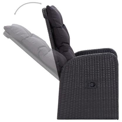 Set da Pranzo da Giardino 3 pz con Cuscini Nero - homemem39