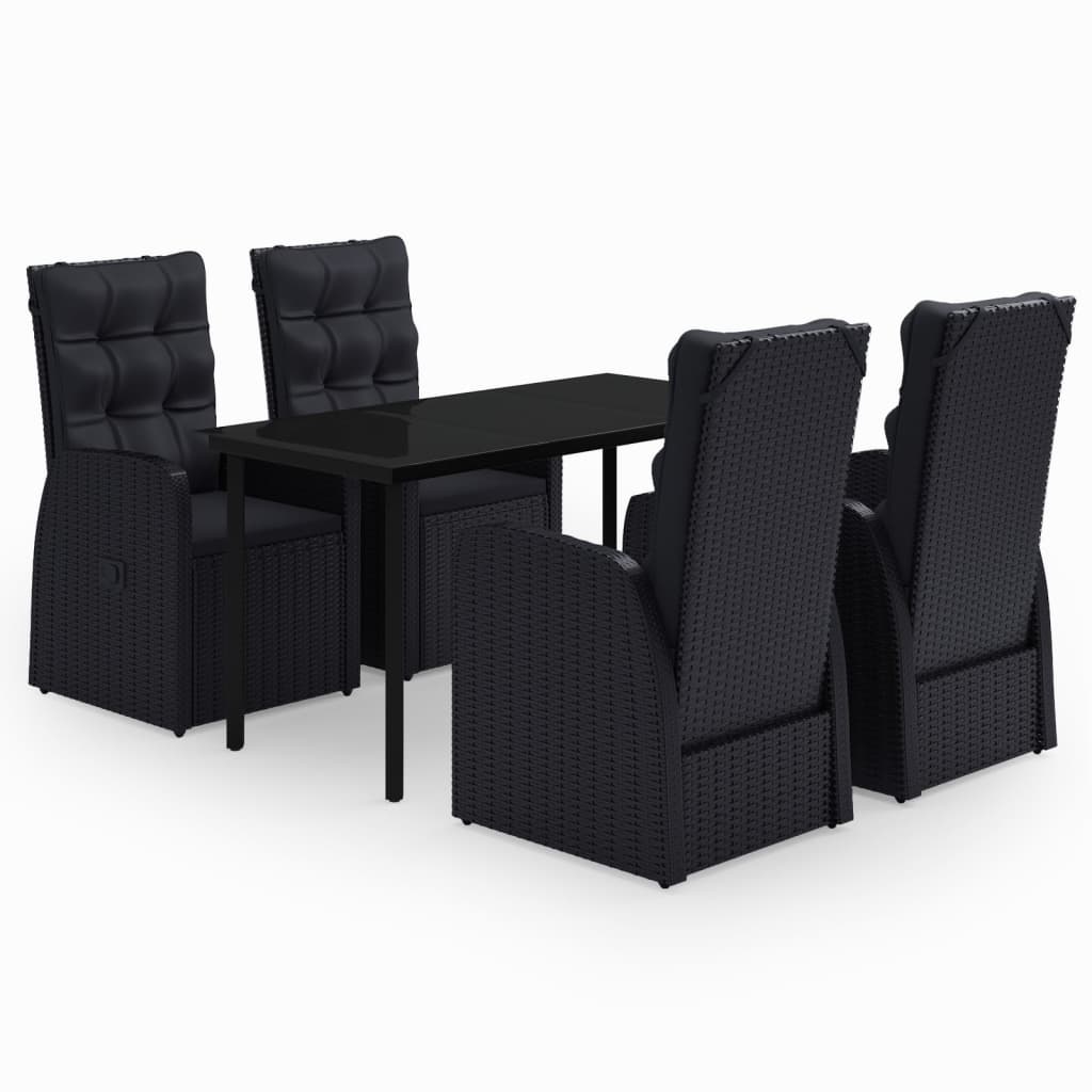 Set da Pranzo da Giardino 5 pz con Cuscini Nero - homemem39