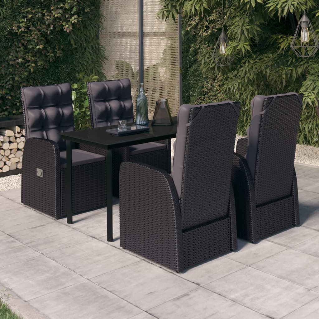 Set da Pranzo da Giardino 5 pz con Cuscini Nero - homemem39