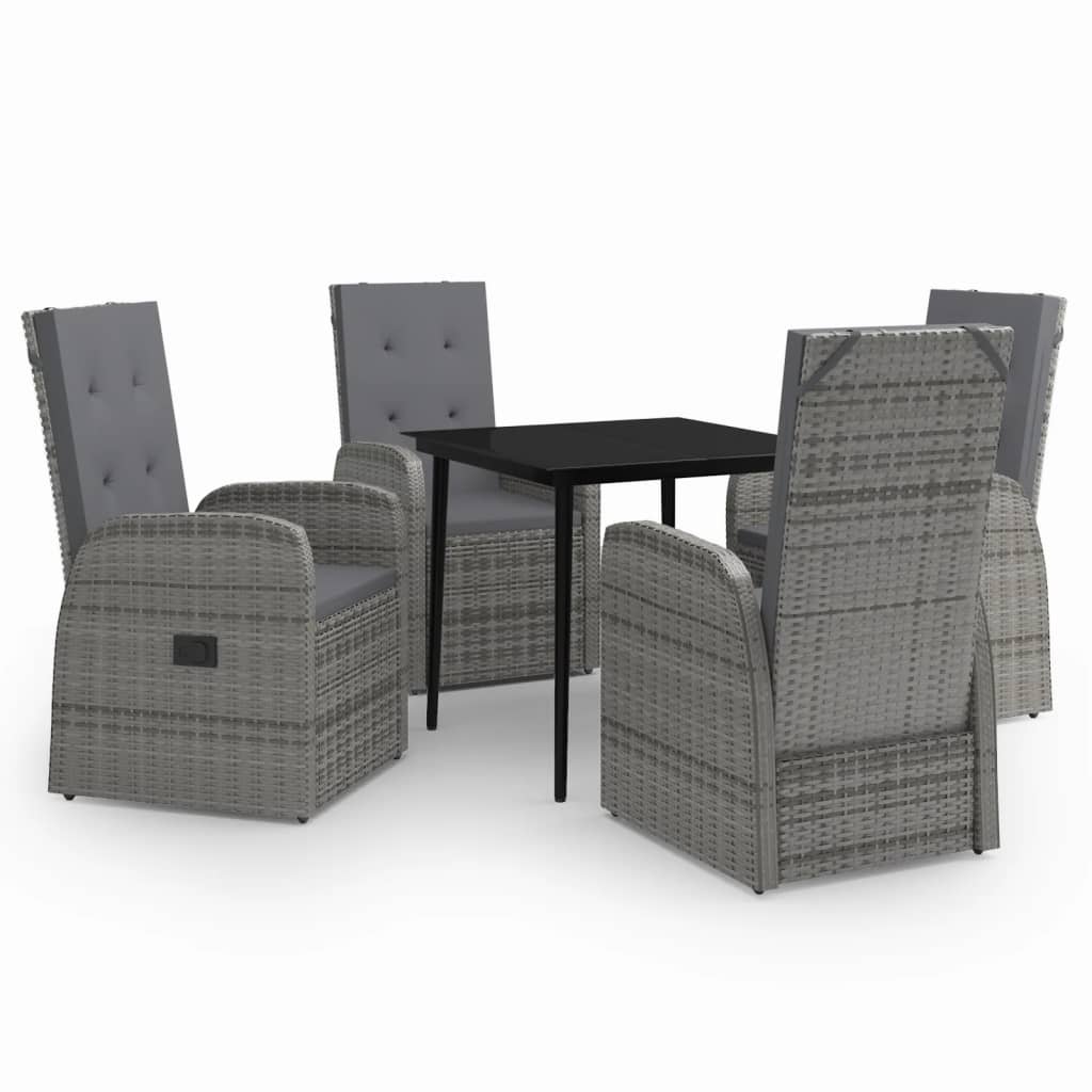 Set da Pranzo da Giardino 5 pz con Cuscini Grigio - homemem39