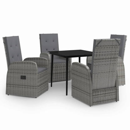 Set da Pranzo da Giardino 5 pz con Cuscini Grigio - homemem39