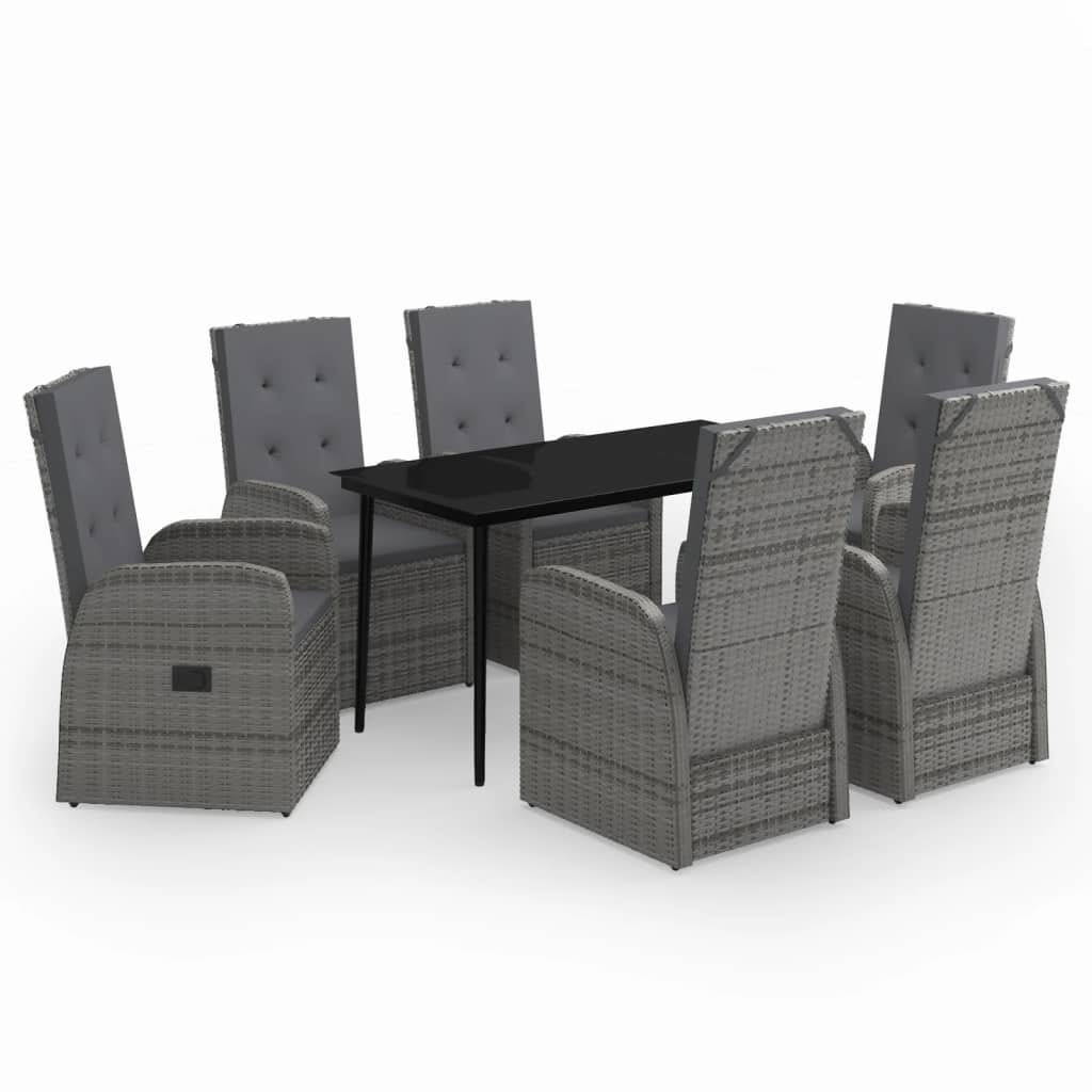 Set da Pranzo da Giardino 7 pz con Cuscini Grigio - homemem39