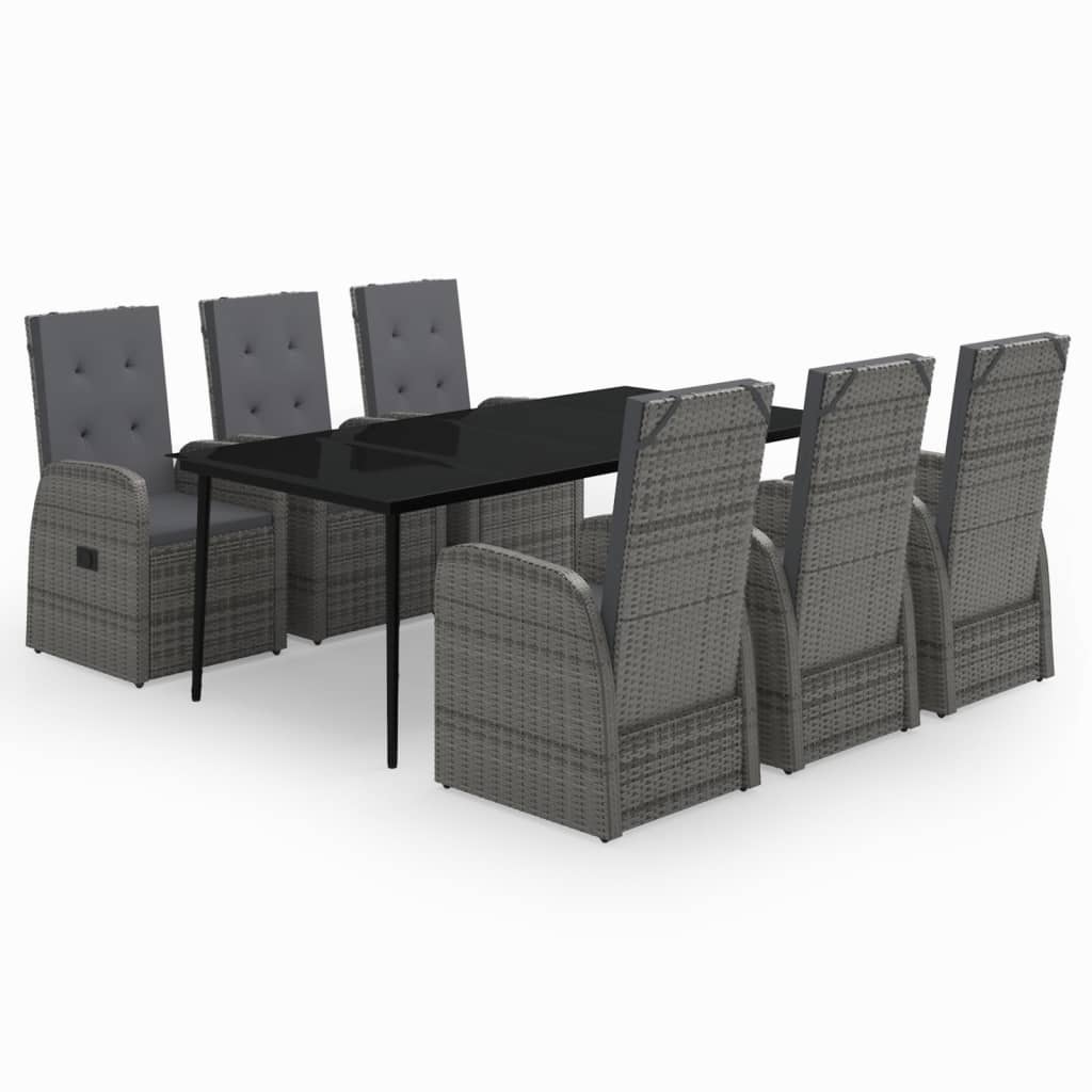 Set da Pranzo da Giardino 7 pz con Cuscini Grigio | homemem39