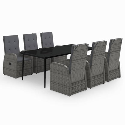 Set da Pranzo da Giardino 7 pz con Cuscini Grigio | homemem39