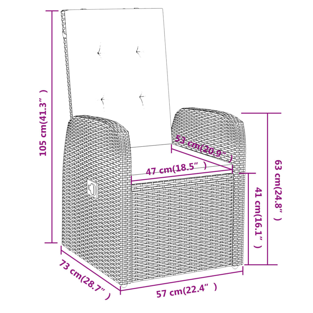 Set da Pranzo da Giardino 7 pz con Cuscini Grigio | homemem39