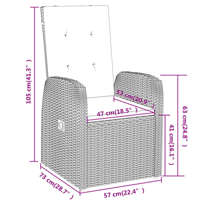 Set da Pranzo da Giardino 7 pz con Cuscini Grigio | homemem39