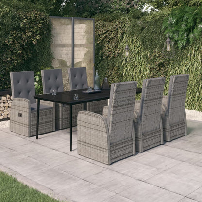 Set da Pranzo da Giardino 7 pz con Cuscini Grigio | homemem39